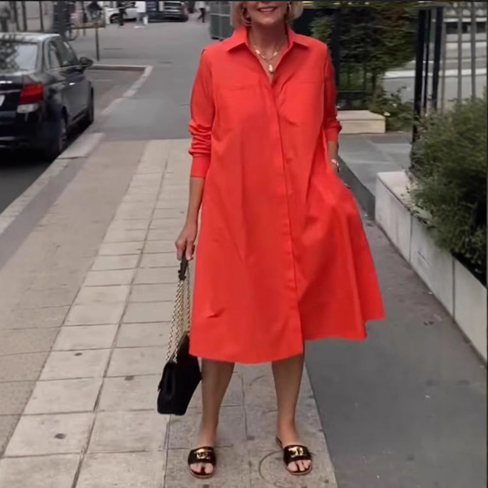 Robe chemise pour femmes dans une coupe A-line décontractée avec des poches pratiques Chic & Stil