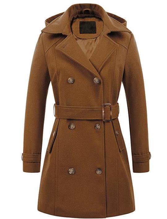 Elegant Peacoat coat for women with double row of buttons and belt at the waist Lune London