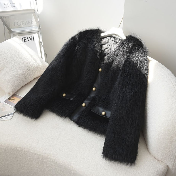 Veste en fourrure floue pour femmes Chic & Stil