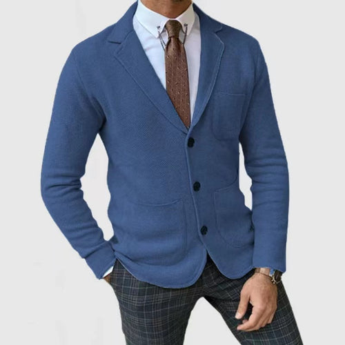 Men's knit jacket with large pockets and elegant button placket Lune London