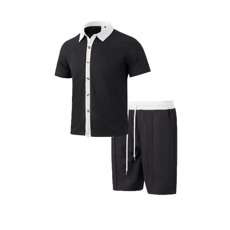 Casual men's short sleeve t-shirt and chic sport shorts set