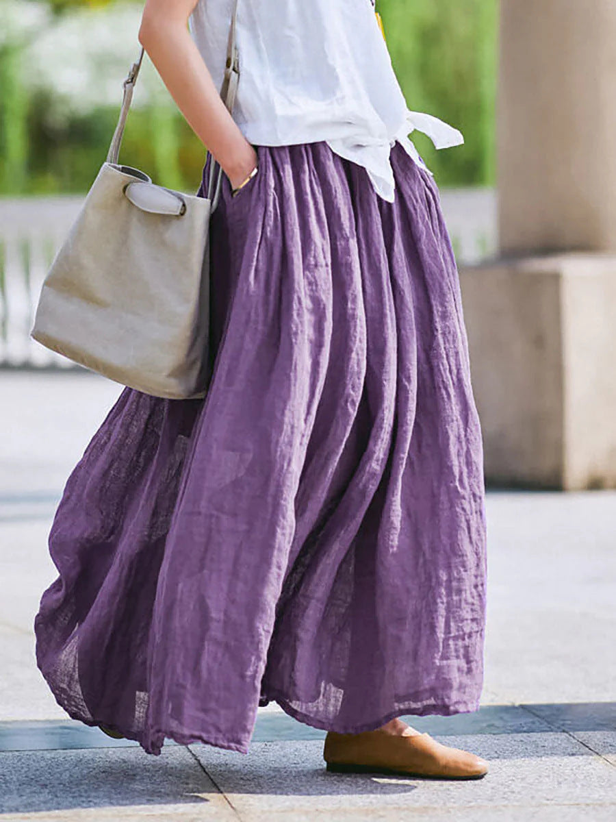 Maxi skirt for women in lightweight linen with fluid cut Lune London