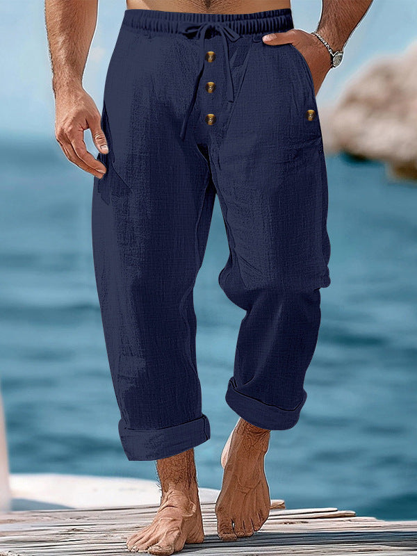 Casual linen pants for men with adjustable waistband and functional pockets Lune London