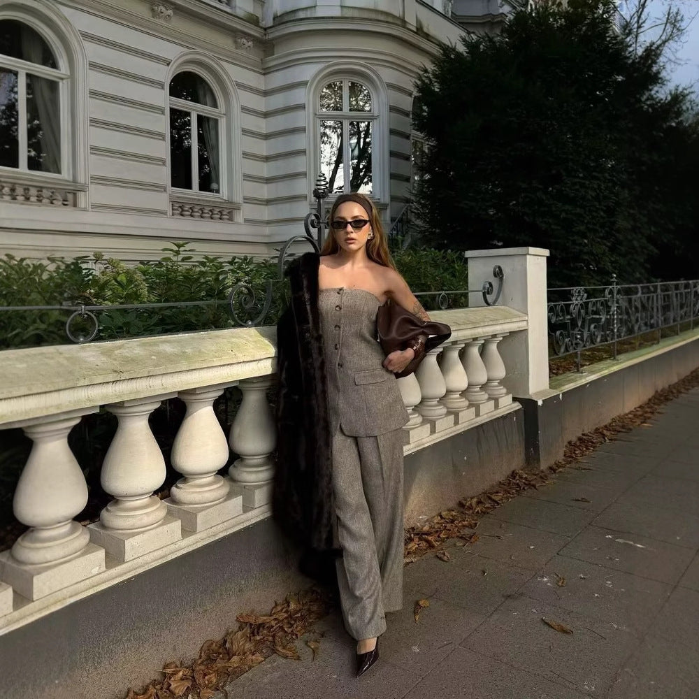 Wide-leg high-waisted women's trousers Lune London