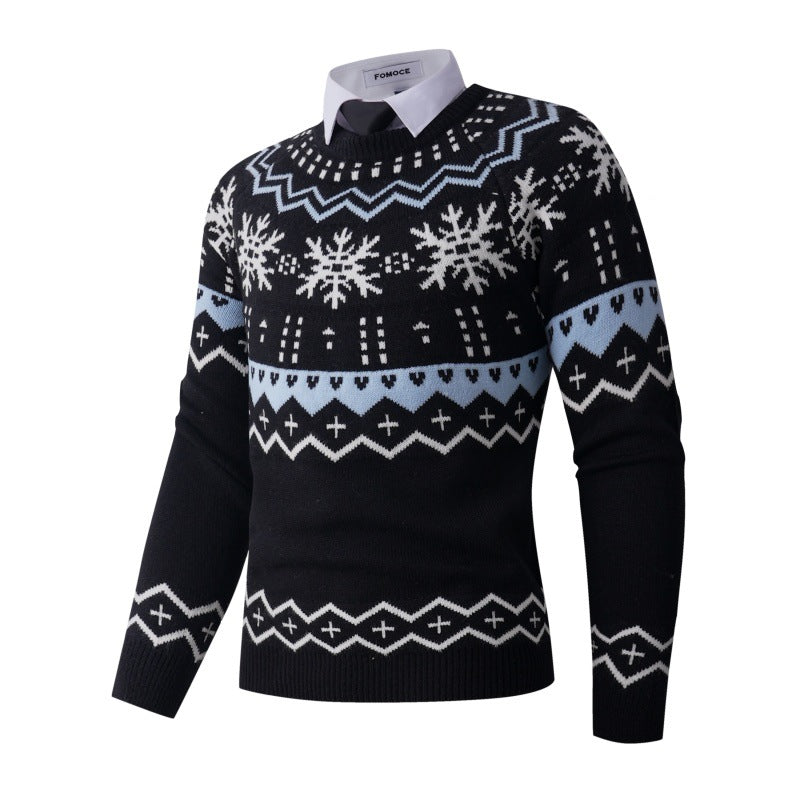 Men's Fashionable Knitted Sweater with Creative Snow Pattern Lune London