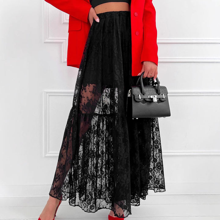 Ladies Elegant Maxi Lace Skirt Lune London