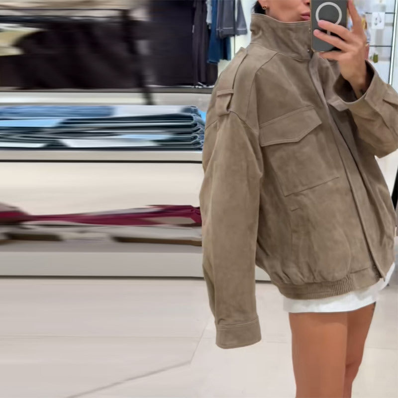 Veste en suède surdimensionnée élégante et confortable pour femmes Chic & Stil