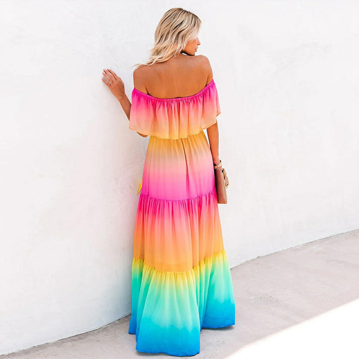 Lune London off-the-shoulder ruffle maxi dress