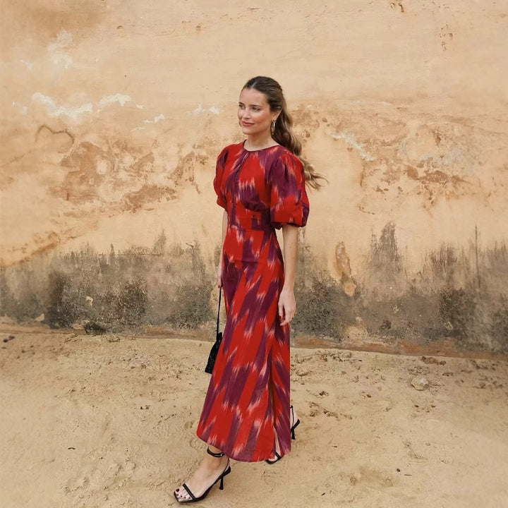 Summer dress for women with a colorful embroidered design and a relaxed fit Lune London