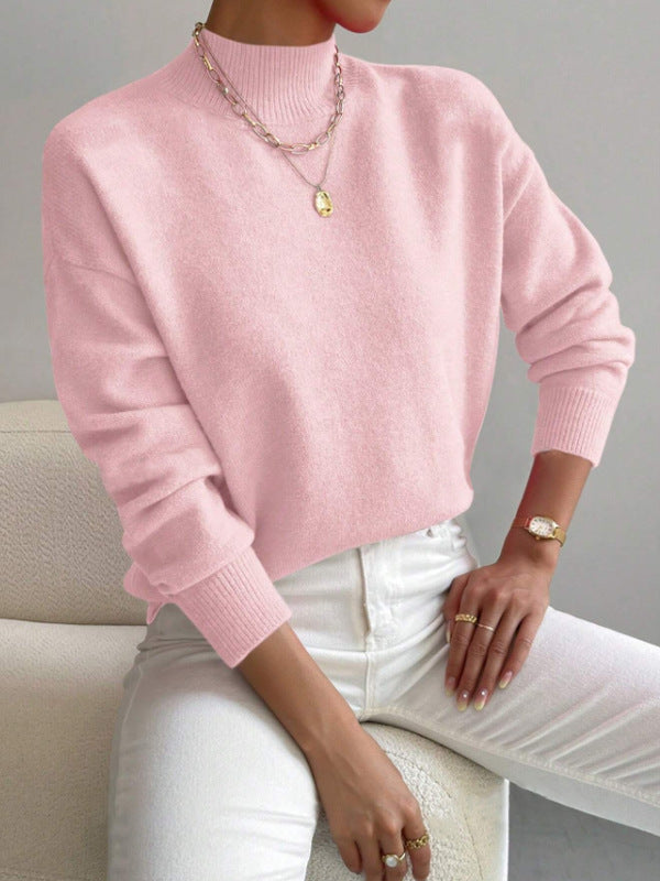 Sweater pour femmes avec col montant et matériau doux Chic & Stil