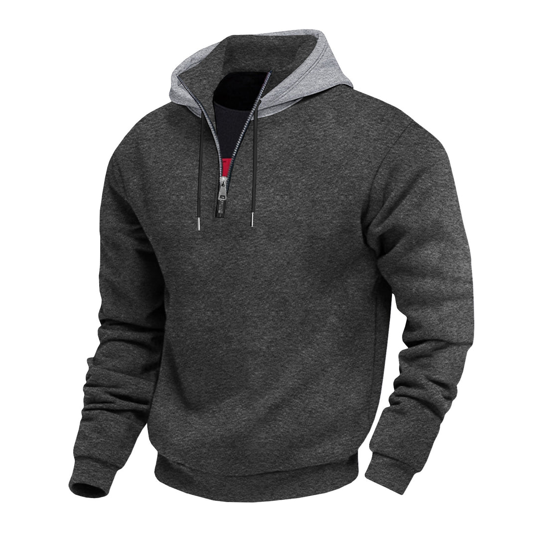 Men's half-zip hoodie with contrasting inner lining Chic und Stil