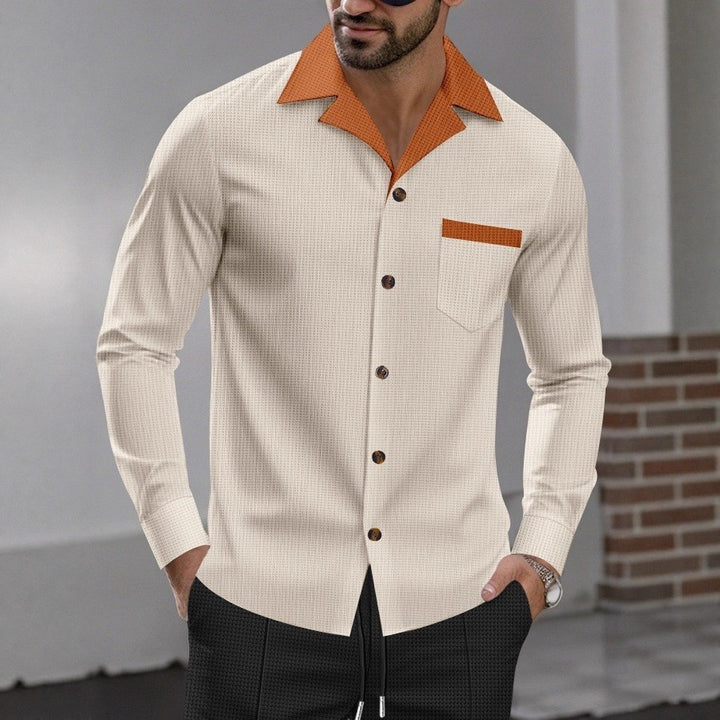 Stylish long sleeve shirt for men with a textured design and a practical chest pocket Lune London