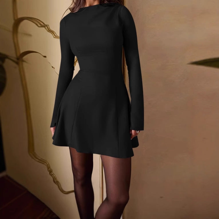 Ladies Elegant Mini Dress with Asymmetrical Hem and Chic Ruffles Style