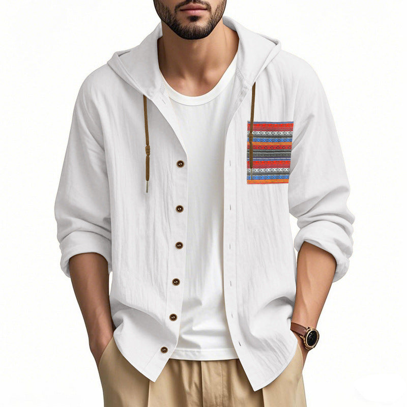 Casual hooded jacket for men with colorful pattern and practical buttons Lune London