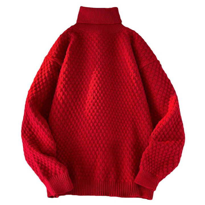 Pull femme en grosse maille avec col montant Lune London