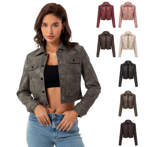 Chic and style short leather jacket for ladies