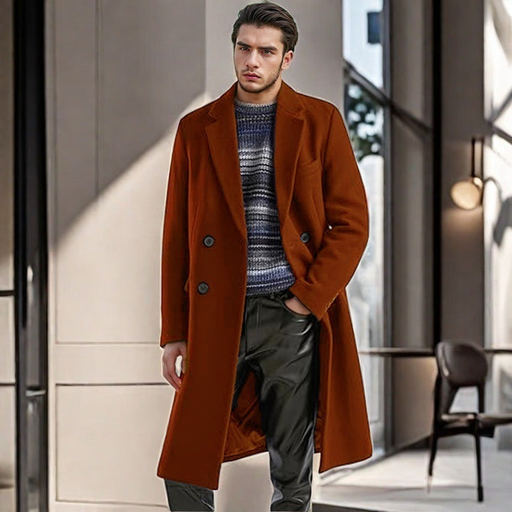 Classic wool coat for men with double breasted Lune London