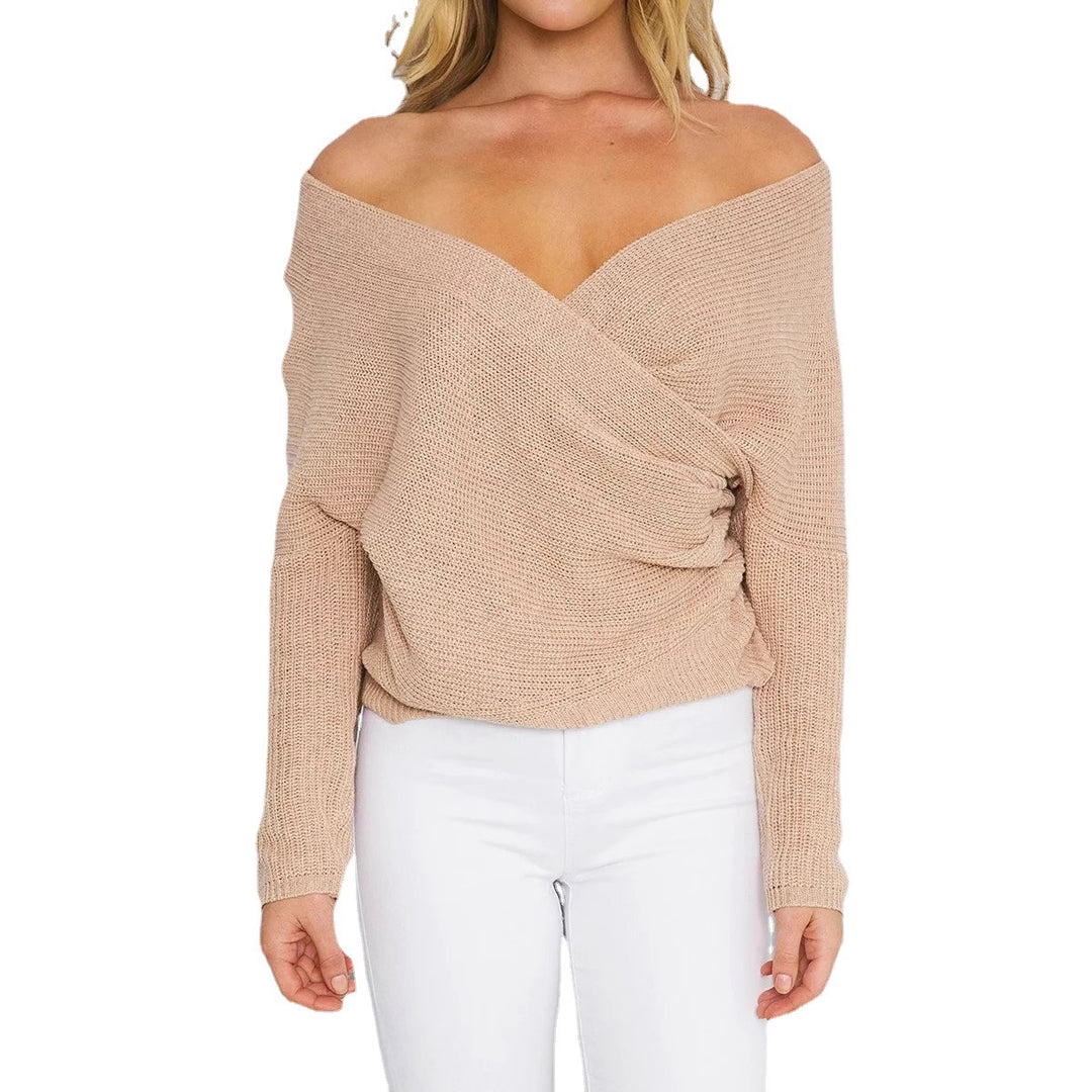 Wrapped pullover for women with open design and deep neckline Lune London