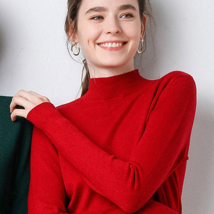 Femme Pull Fin Tricot Col Montant Chic & Stil