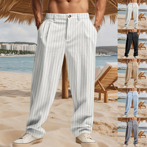Casual beach pants for men with a comfortable fit and a stylish striped pattern Lune London