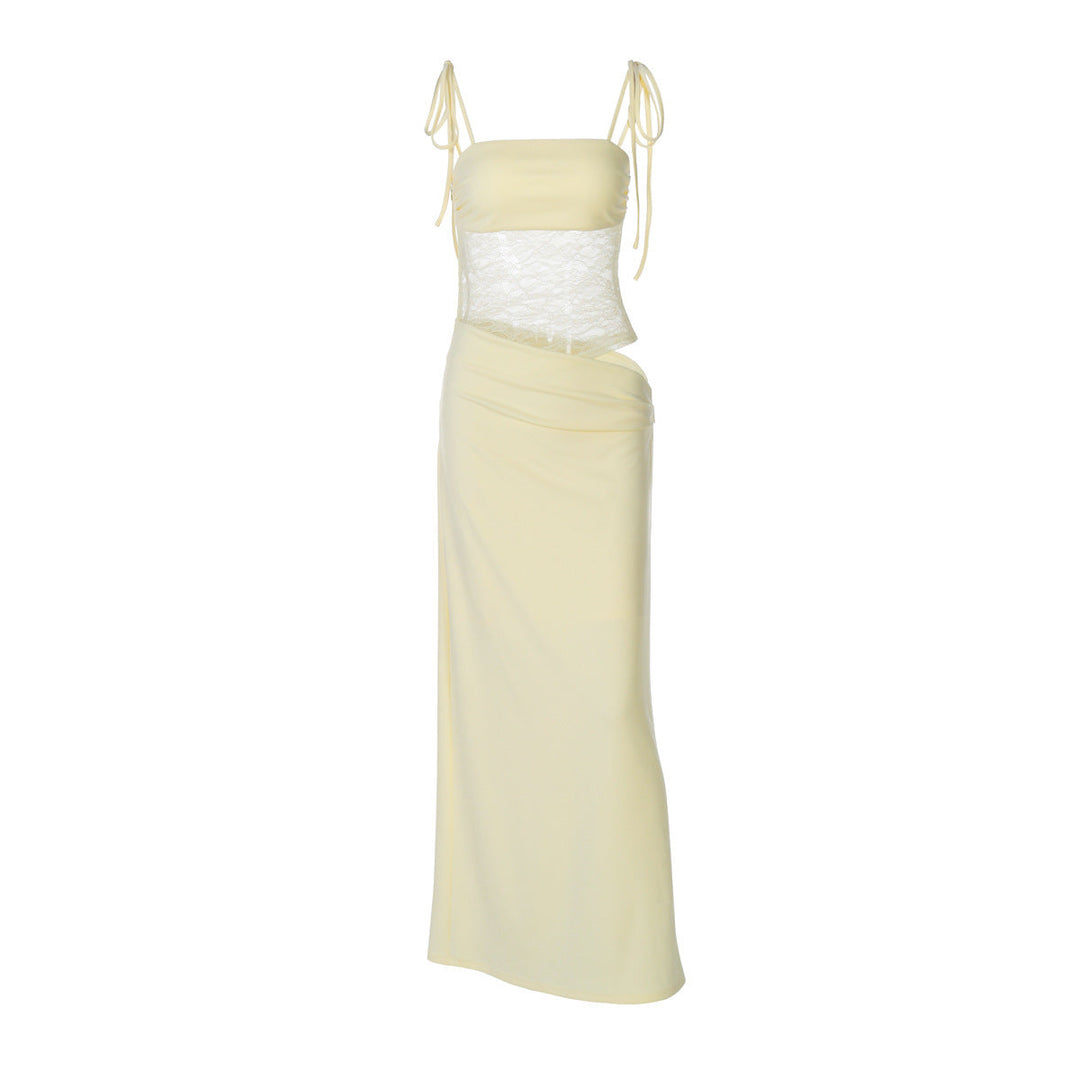 Women's Elegant Maxi Dress with Lace Top and Flattering Cut Chic Und Stil