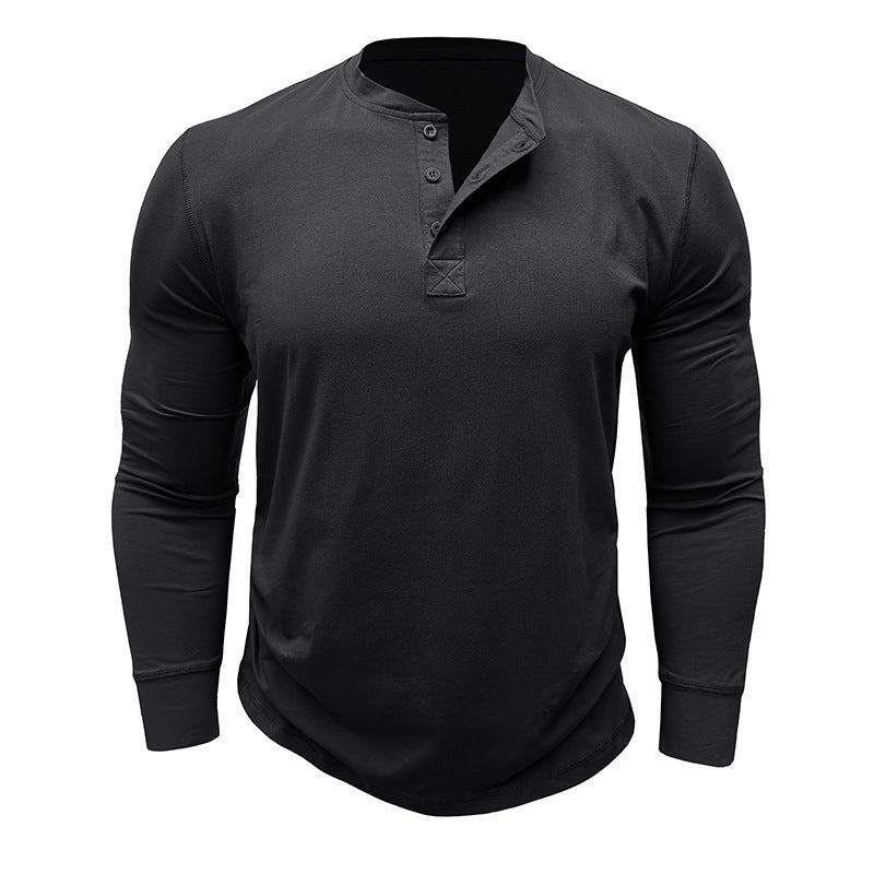 Men's long sleeve Henley shirt with stylish buttons and a high quality cotton blend Lune London