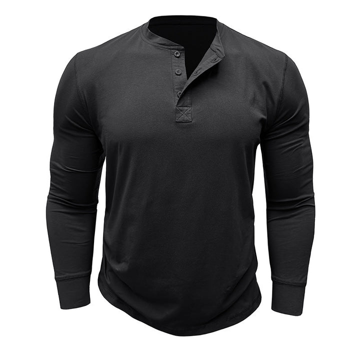 Men's long sleeve Henley shirt with stylish buttons and a high quality cotton blend Lune London
