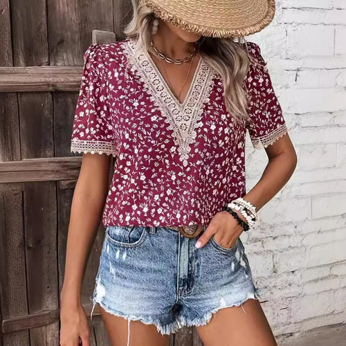 Ladies Casual Embroidered Floral Blouse Lune London