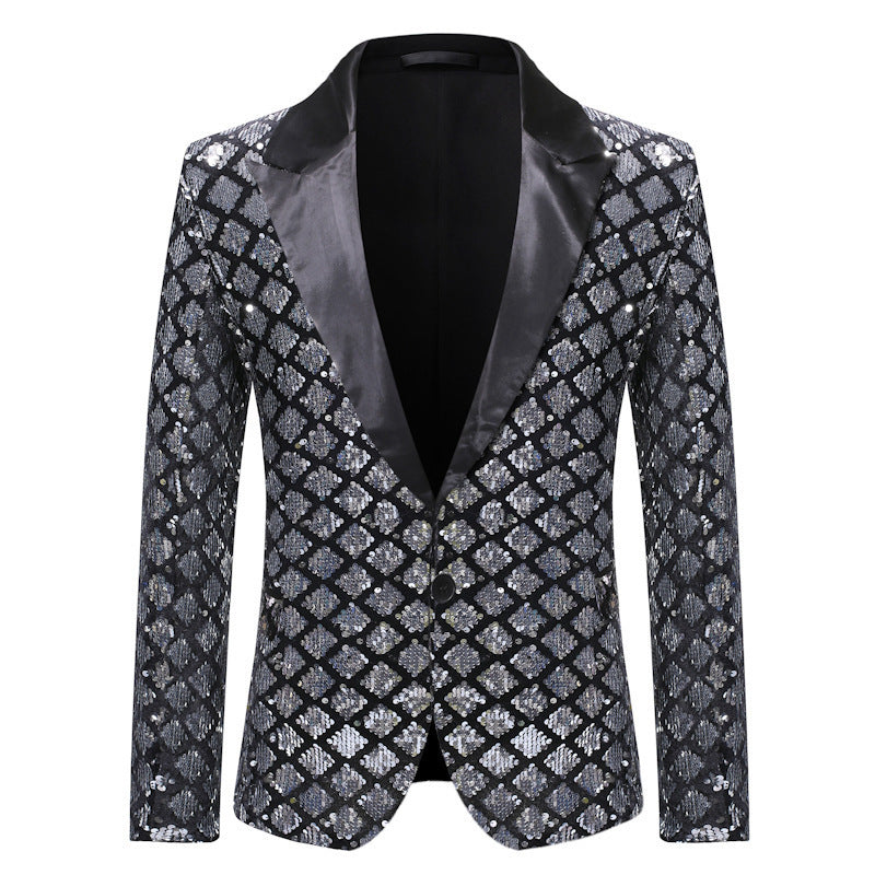 Elegant sequin blazer jacket for men with classic lapels Lune London