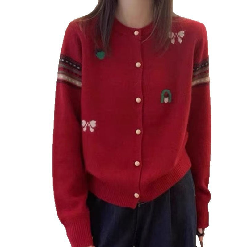 Knitted jacket for women with elegant appliqués and button details Lune London