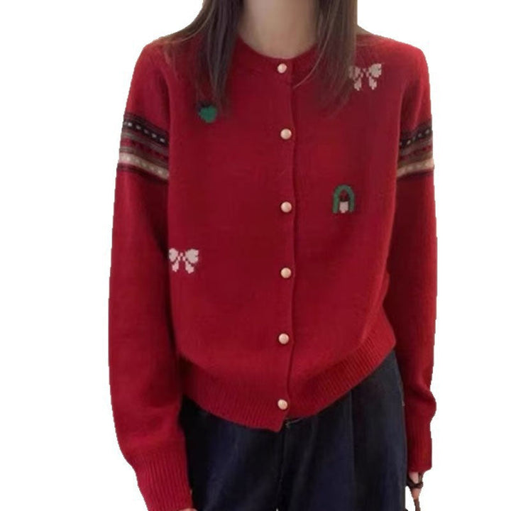 Knitted jacket for women with elegant appliqués and button details Lune London