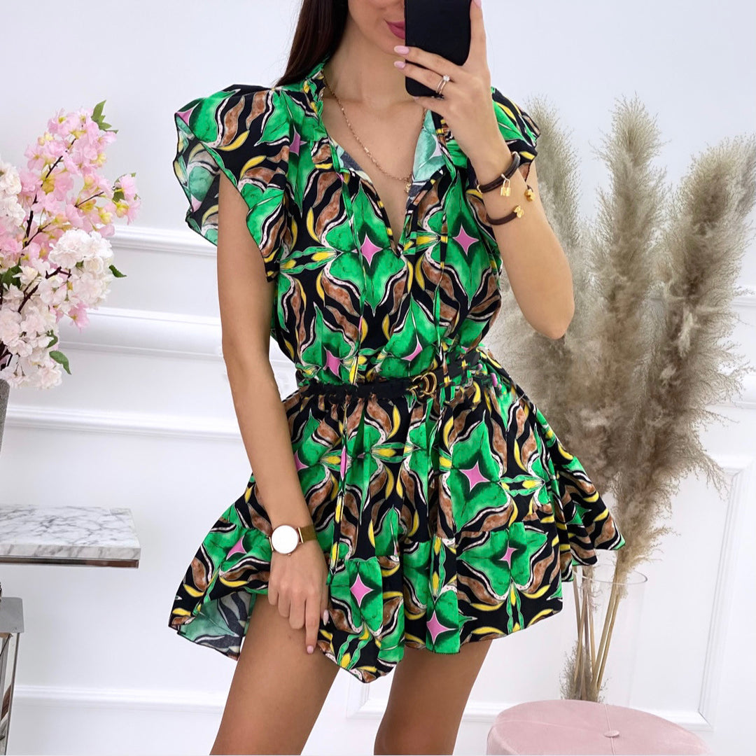 Elegant mini floral dress for women with gathered hems Lune London