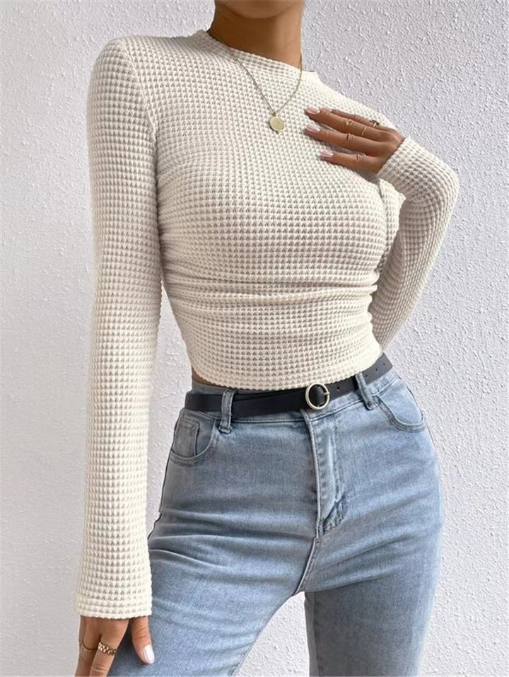 Long sleeve shirt for women in textured waffle fabric Lune London