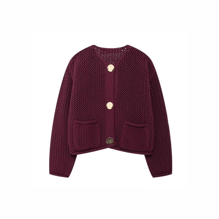 Ladies' knitted cardigan with openwork pattern and practical pockets Lune London