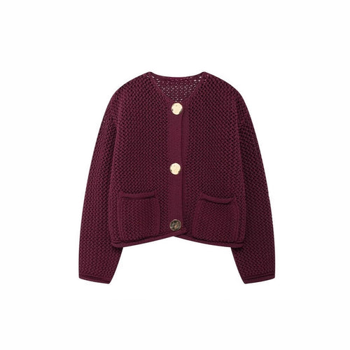 Ladies' knitted cardigan with openwork pattern and practical pockets Lune London