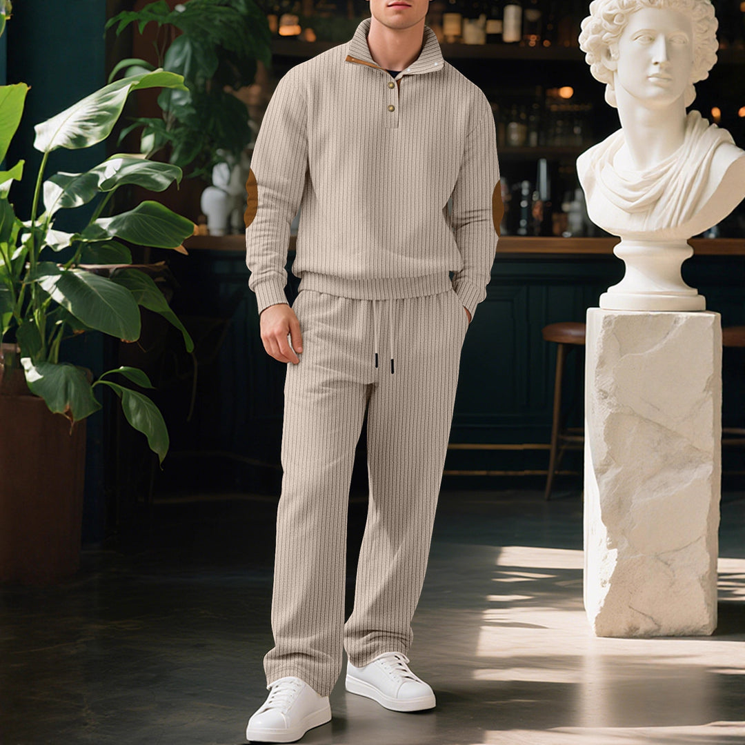 Men's sporty sweatshirt with an innovative button placket design and chic and stylish accents
