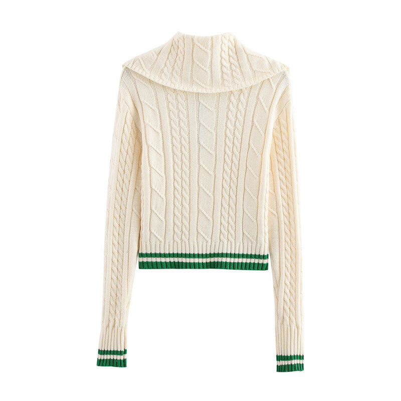 Knitted sweater for women with high collar and button placket Chic und Stil