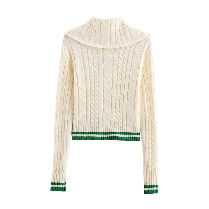 Knitted sweater for women with high collar and button placket Chic und Stil