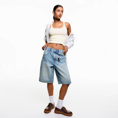 Women's High-Cut Denim Shorts in Modern Style Lune London