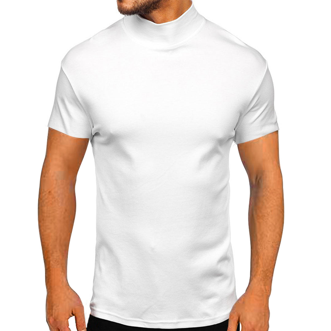 Modern short-sleeved men's t-shirt with high collar and textured design Lune London