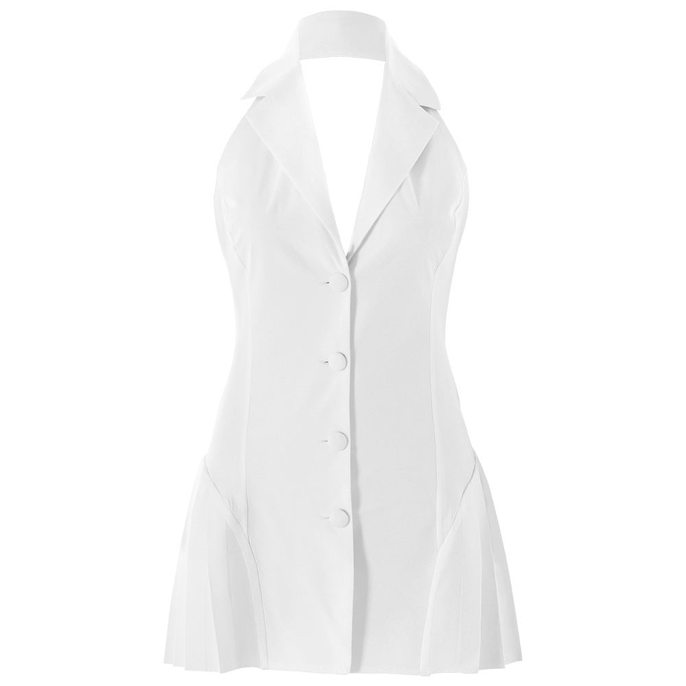 Trendy blazer dress for women with deep V-neck and side pockets Lune London