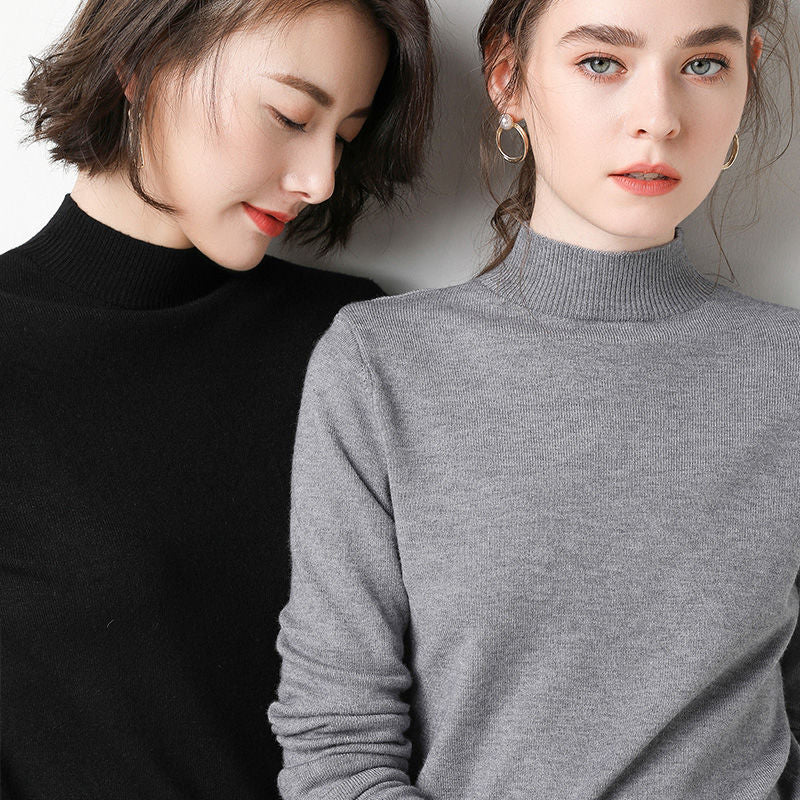 Femme Pull Fin Tricot Col Montant Chic & Stil