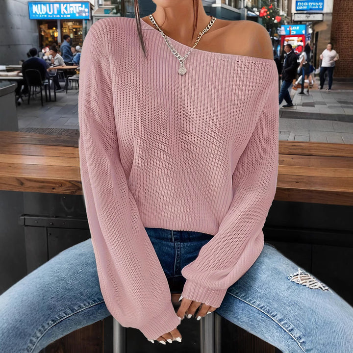 Sweater en tricot décontracté pour femmes avec coupe large et design d'épaule ouverte Chic & Stil