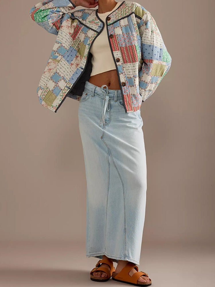 Ladies Quilted Bomber Jacket Patchwork Lune London