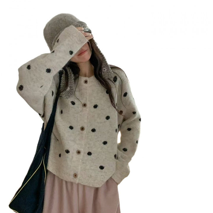 Pull en tricot confortable pour femmes avec motif à pois Chic & Stil