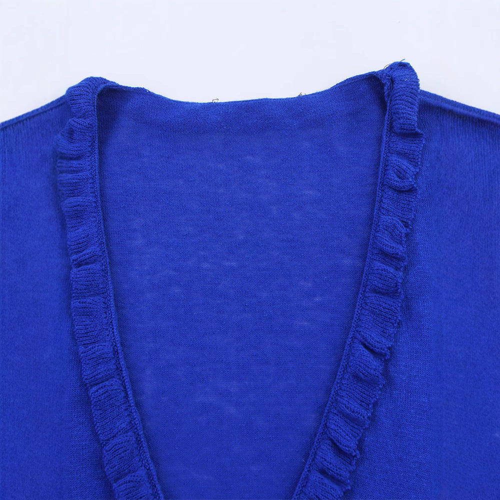 Ladies cardigan with fashionable ruffle details Chic und Stil