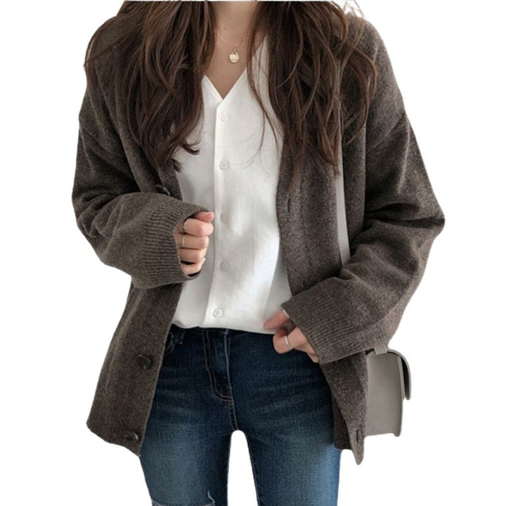 Knitted jacket for women with soft material and dropped shoulders Lune London