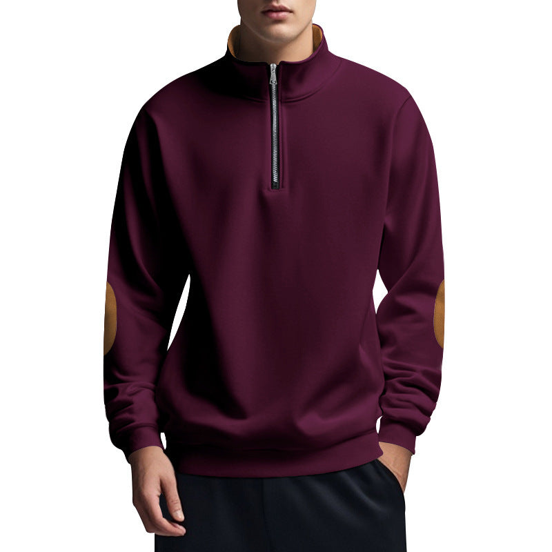 Sporty pullover for men with high collar and zip Lune London