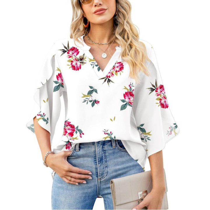 Lune London V neck floral print blouse