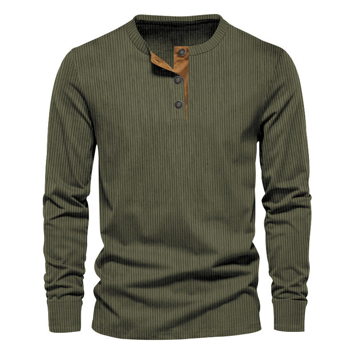 Casual long sleeve shirt for men with button placket and ribbed structure Lune London